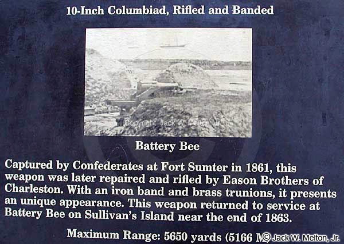 Plaque for the Battery Bee 10-inch Columbiad at Fort Moultrie