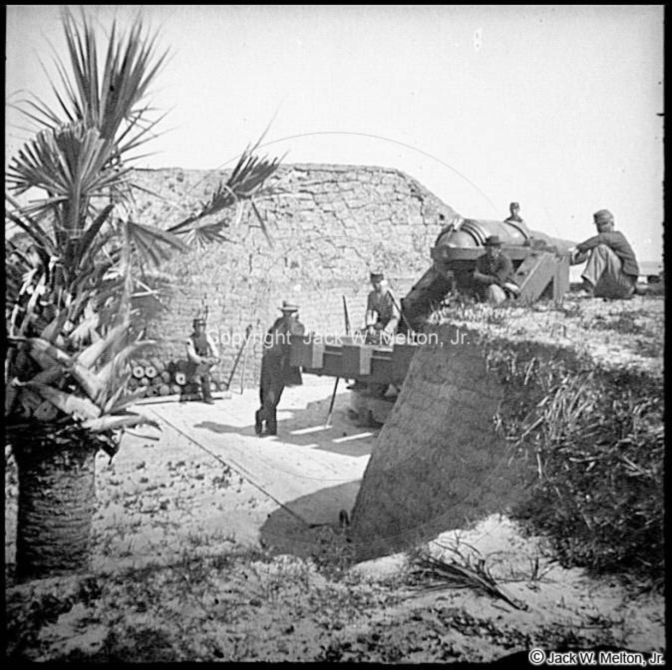 Confederate 7-inch triple-banded Brooke rifle on the parapet of Fort Moultrie, 1865